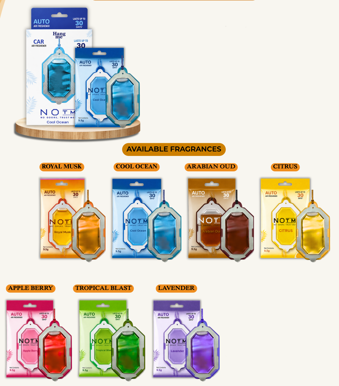 NO TM car air freshener fragrances